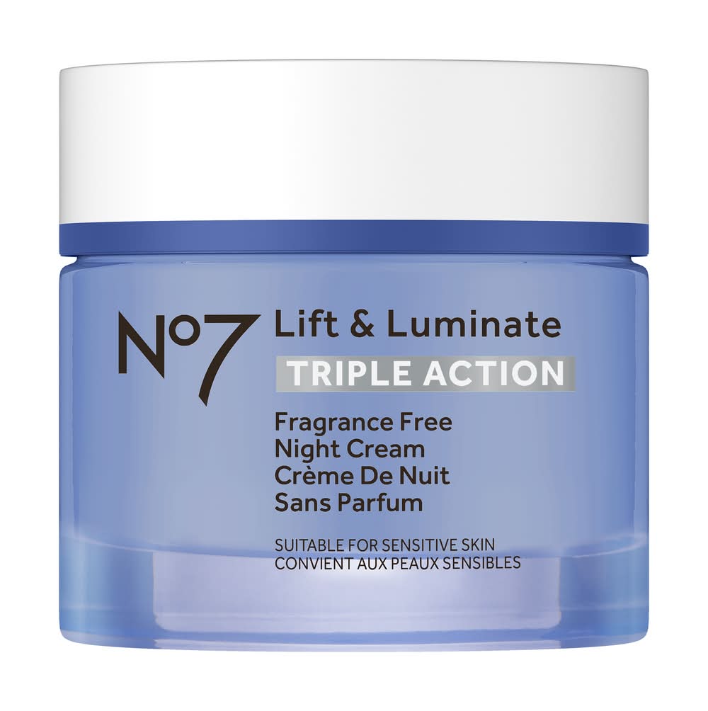 No7 Lift & Luminate Triple Action Fragrance Free Night Cream (1.69 fl oz)