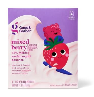 Good & Gather Yogurt Pouches, Mixed Berry (4 x 3.52 oz)