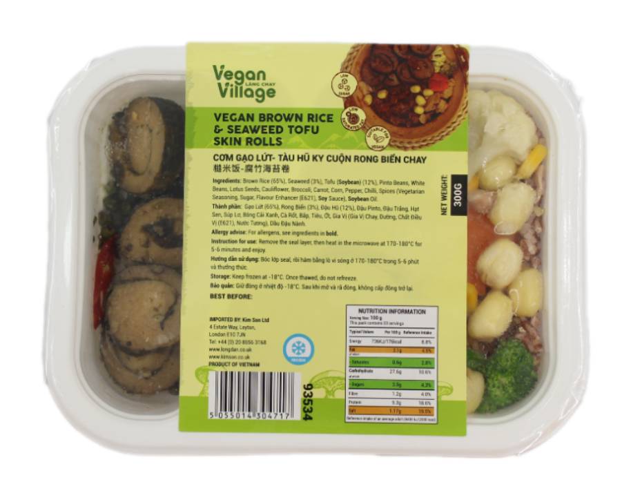 Vegan Village Brown Rice & Seaweed Tofu Skin Rolls 300G