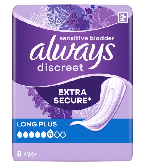 Always Women, Long Plus, Discreet Incontinence Pads (8 pack)