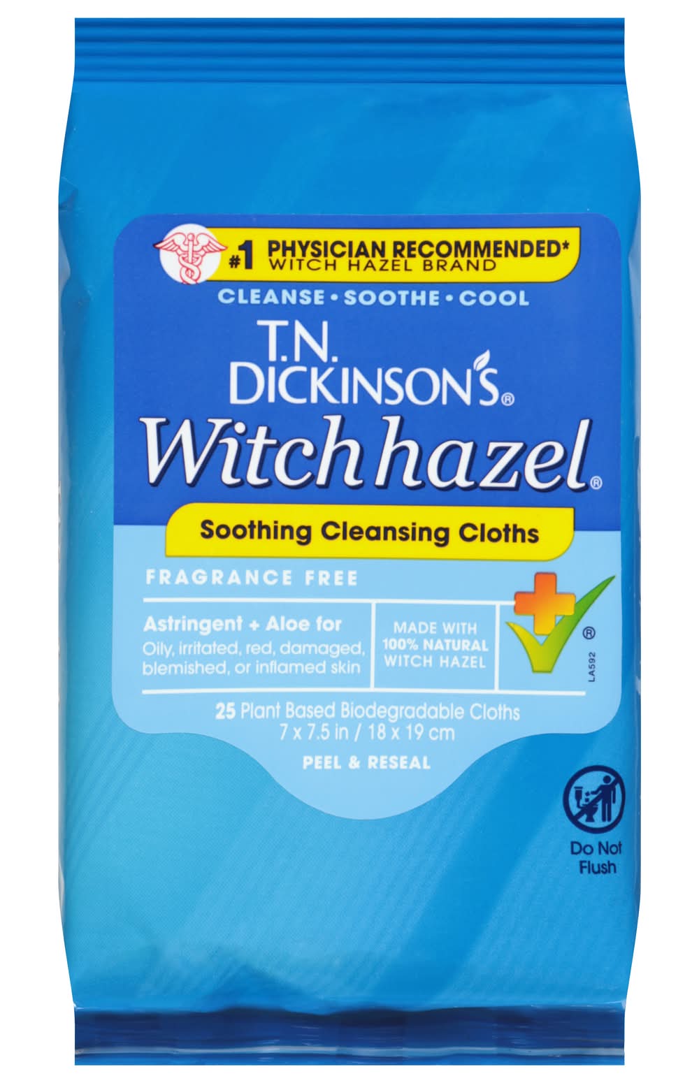 T.N. Dickinson's Witch Hazel Soothing Cleansing Cloths, 7x7.5 in (25 ct)