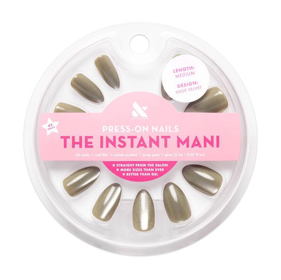 Olive & June Press-On Fake Nails Sage Velvet With Almond Shape, Medium (42 ct)