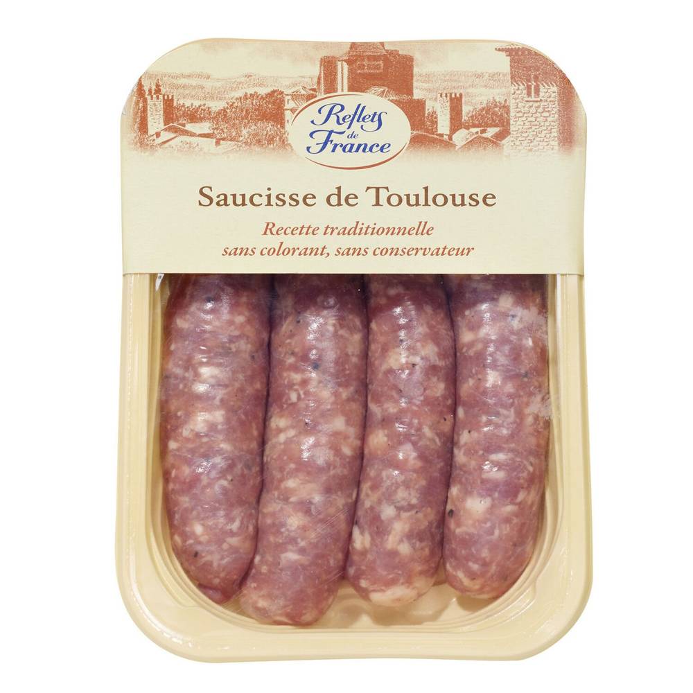 Saucisses traditionnelles de Toulouse REFLETS DE FRANCE - la barquette de 4 - 400g