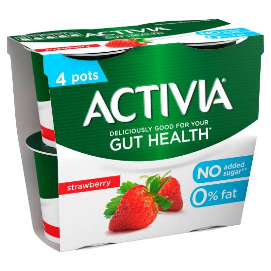 Activia Strawberry No Added Sugar Gut Health Yogurt 4 X 115g (460g)