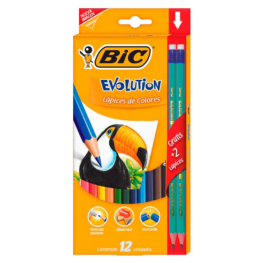 Bic lápices de colores hexagonales evolution (caja 12 piezas)