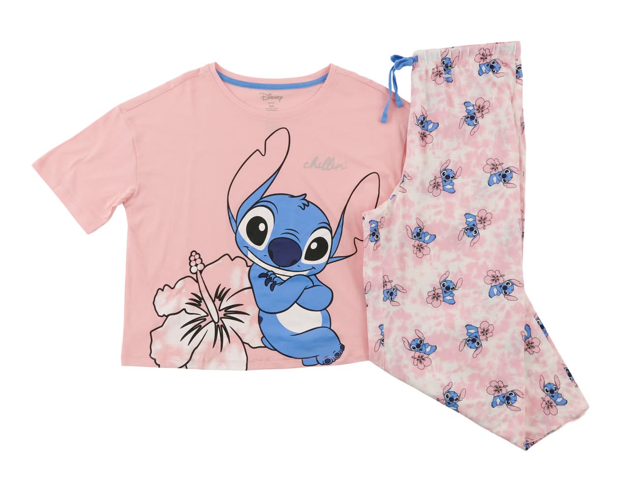 Ens. pyjama capri sous licence pour femmes – 2 pièces (M, Stitch)