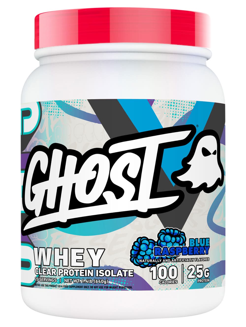 Ghost Whey Clear Protein Isolate, Blue Raspberry (1.4 lbs)