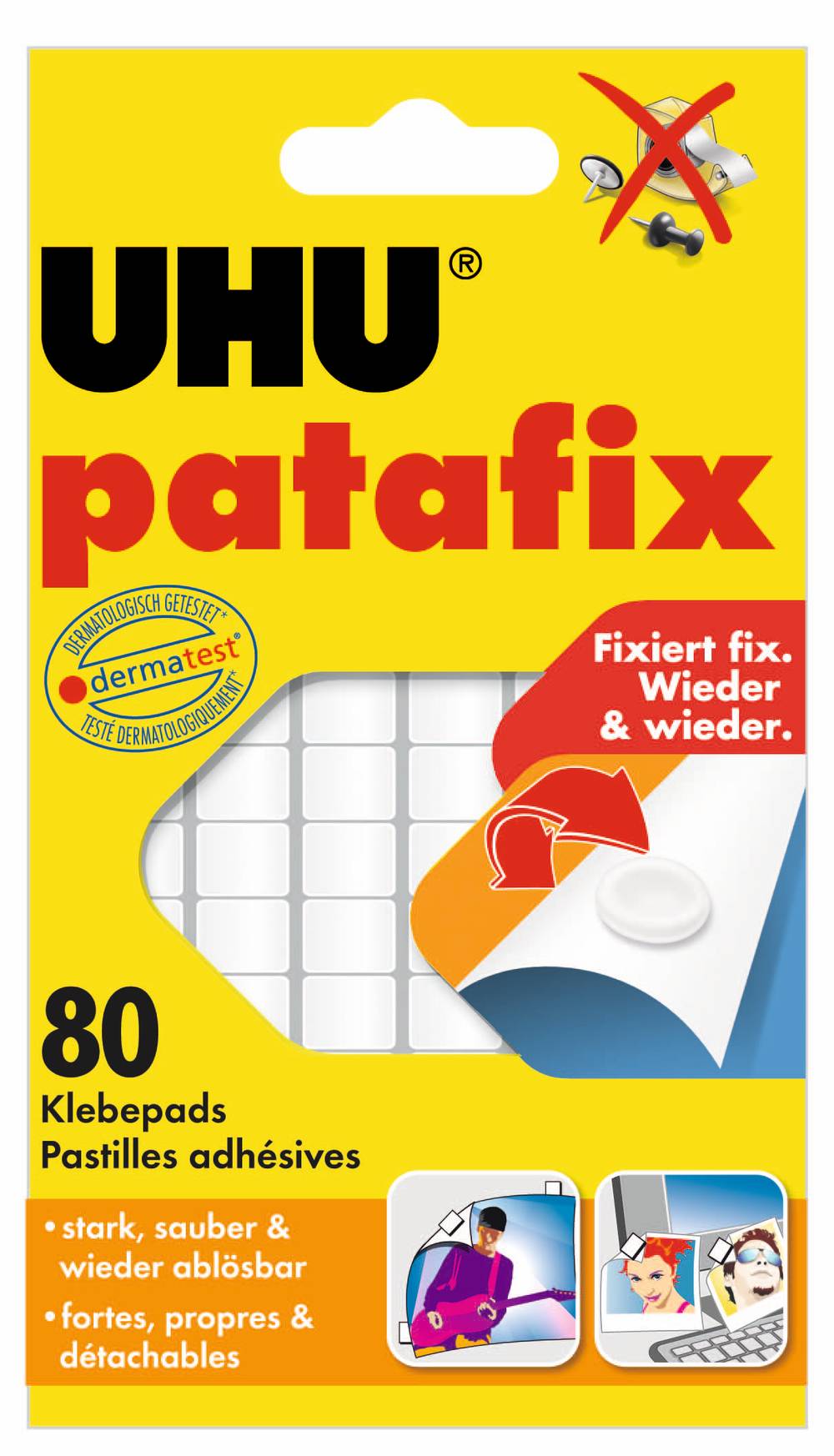 UHU - Pastilles adhesives patafix blanche répositionnable (80)