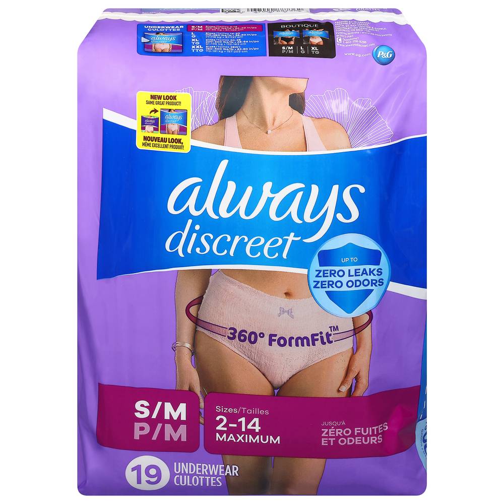Always Discreet Maximum Absorbency Underwear S/M (19 ct)