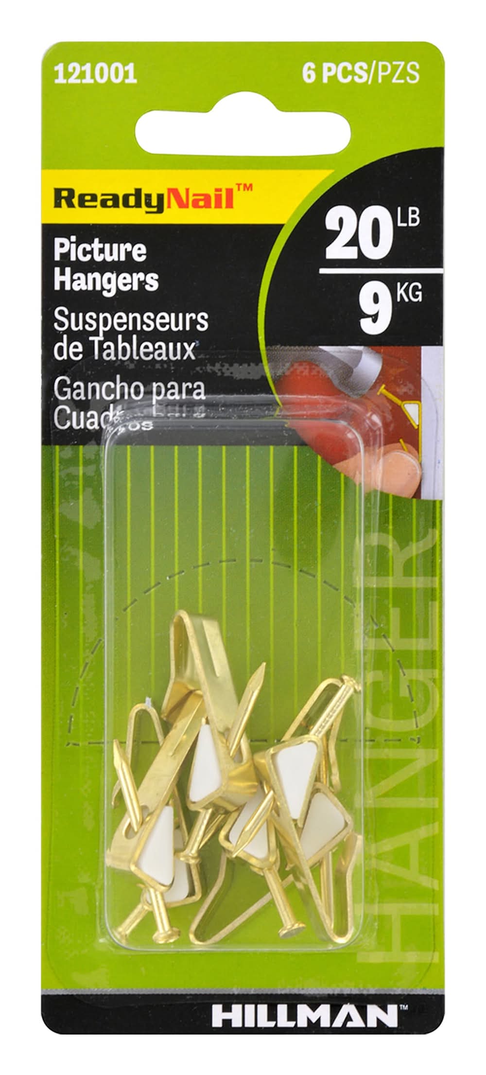 Hillman Brass 20-lb Capacity Hanging hooks and nails 6 - Pack