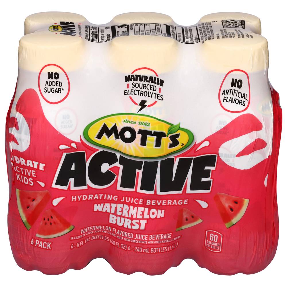 Mott's Active Hydrating Juice Beverage, Watermelon Burst (6 x 8 fl oz)