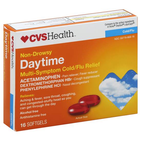 Cvs Health Non-Drowsy Daytime Multi-Symptom Cold / Flu Relief Softgels