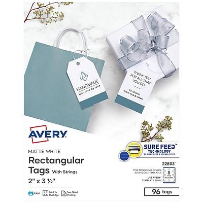 Avery White 2 X 3.5-inches Printable 2-sided Printing Tags With Strings (96 ct)