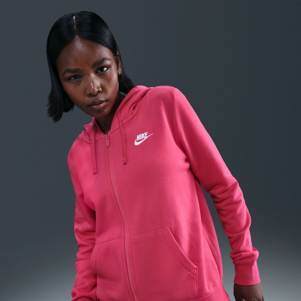 Nike Women's Sportswear Club Fleece Full-Zip Hoodie (Rush Pink, XS)