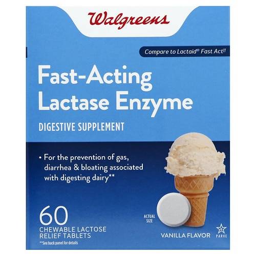 Walgreens Lactose Fast Acting Relief Chewable Tablets - 60.0 ea