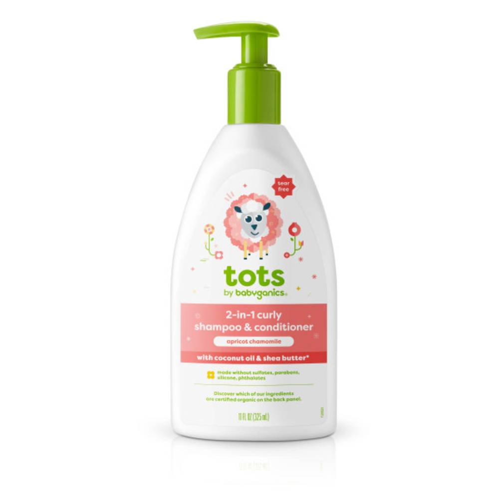 Babyganics Tots 2-in-1 Curly Shampoo and Conditioner, Apricot Chamomile (11 oz)