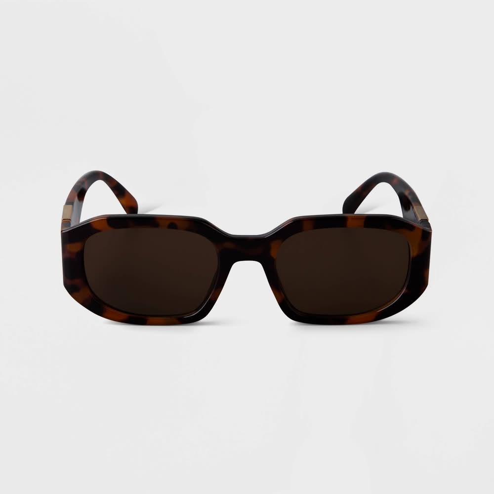 A New Day Tortoise Shell Print Angular Rectangle Sunglasses