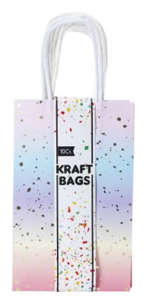10-Pack Small Kraft Gift Bags 8.35in x 5.2in Stripe