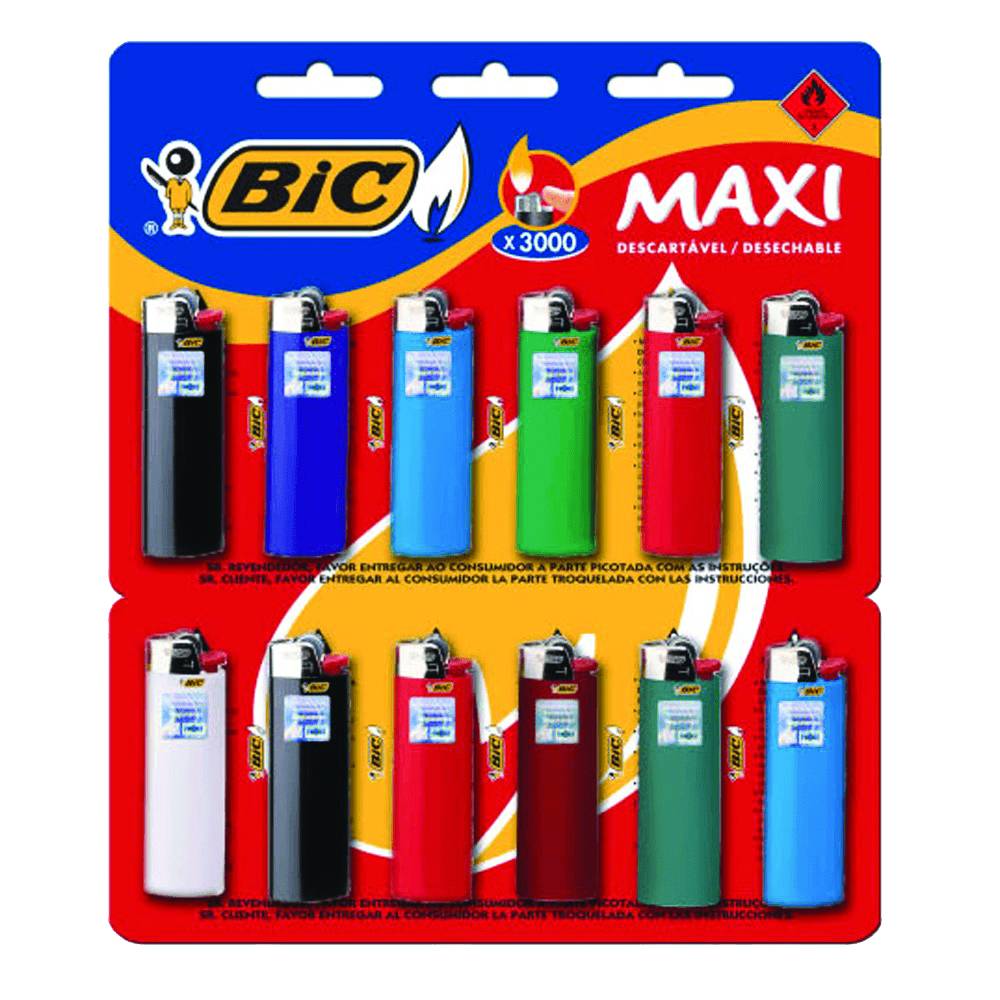 Bic kit de isqueiros maxi coloridos (12 un)