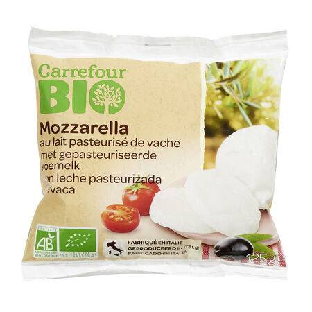 FID - Mozzarella  Bio Au Lait Pasteurisé CARREFOUR BIO - le sachet de 125g net égoutté