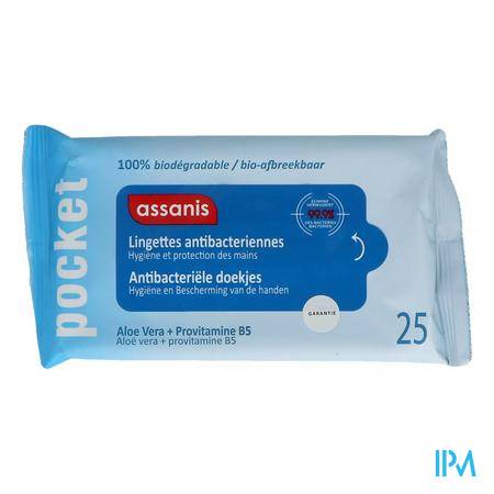 Assanis Pocket Lingette Desinfectante Antibacterienne 25 Désinfectant - Premiers soins