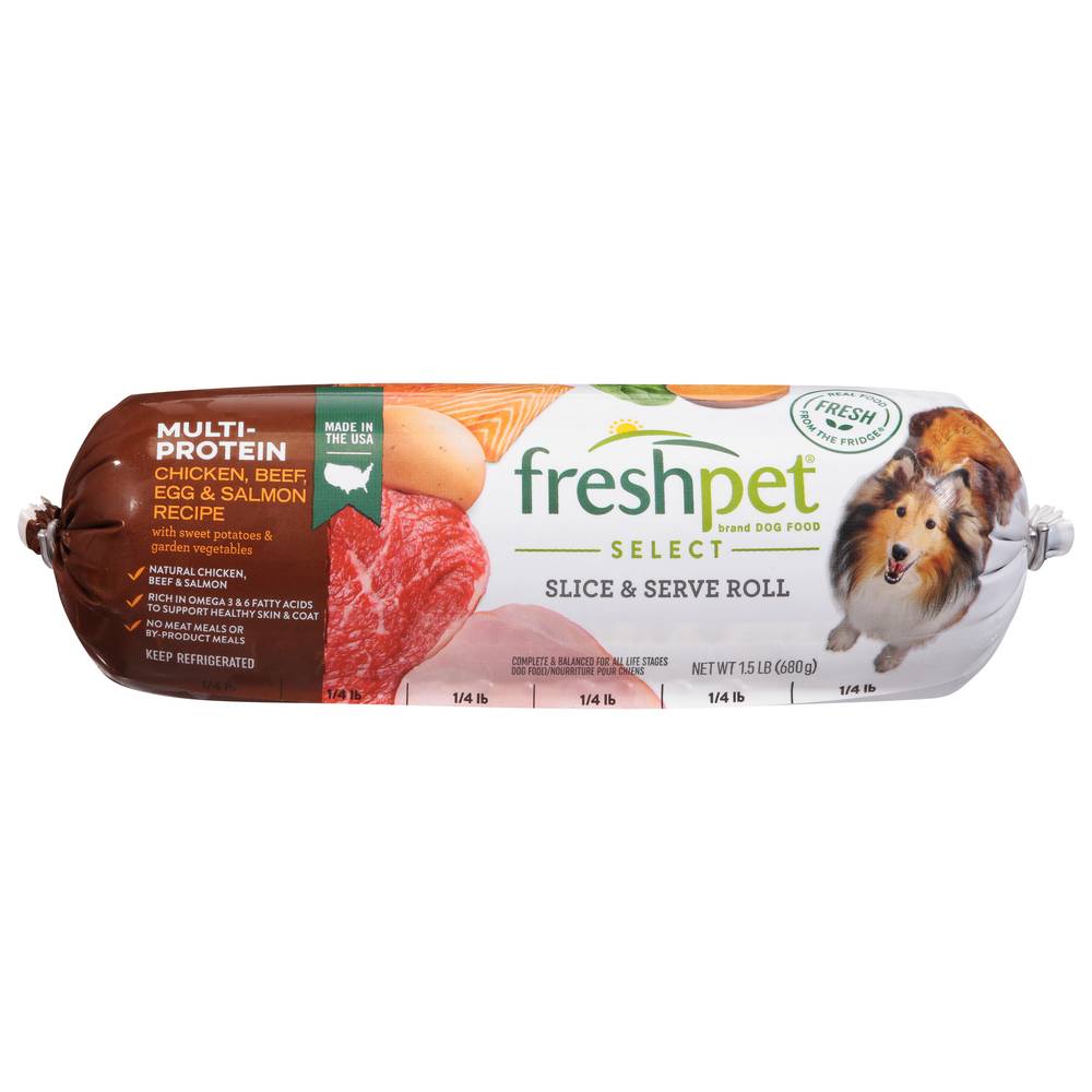 Freshpet Multi-Protein Chicken Beef Egg & Salmon Recipe Dog Food