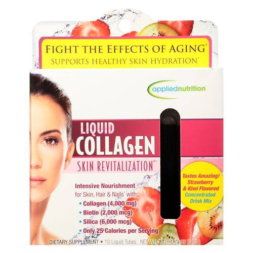 Applied Nutrition Liquid Collagen Skin Revitalization, Liquid-Tubes Strawberry & Kiwi - 10.0 ea