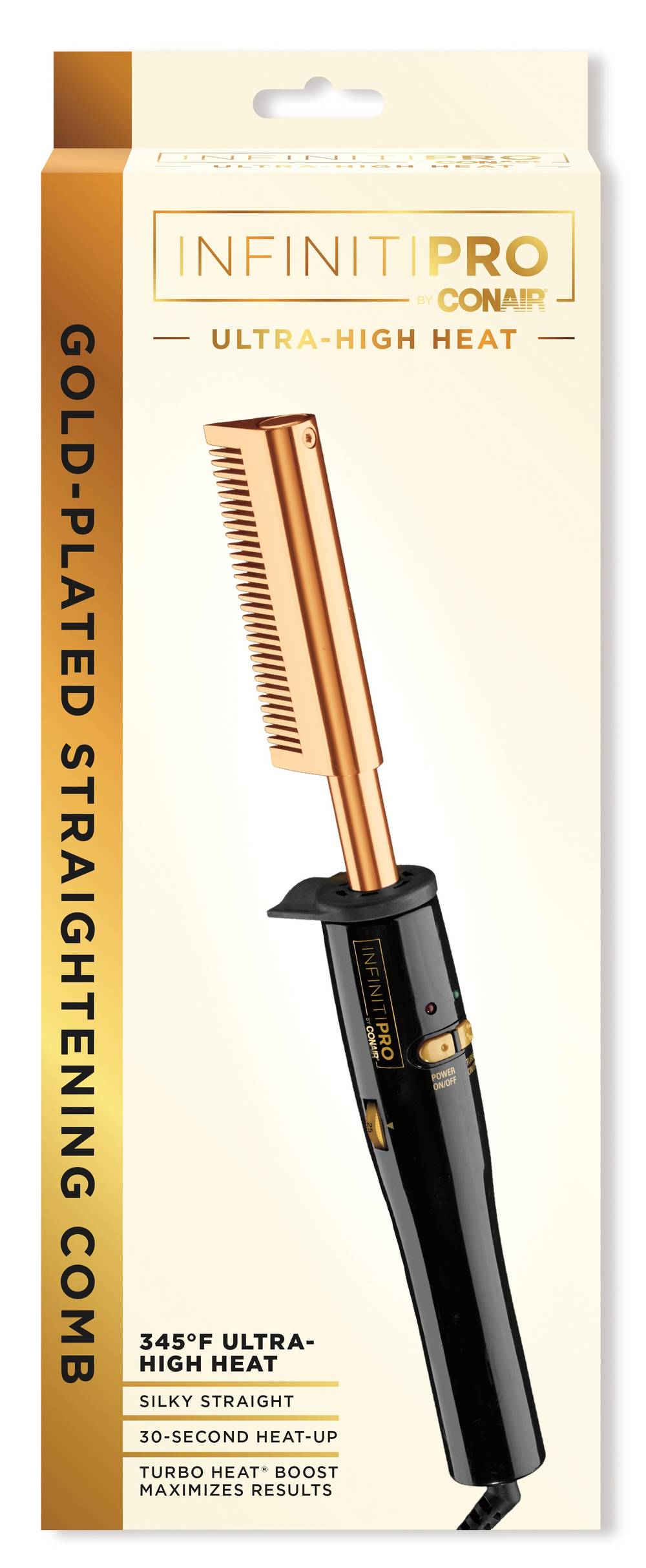 Conair High Heat Gold-Plated Straightening Comb (black / gold)