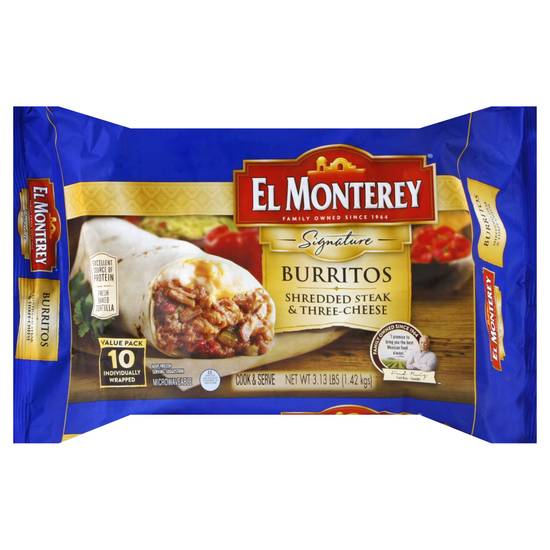 El Monterey Signature Shredded Steak Cheese & Rice Burritos (10 ct)
