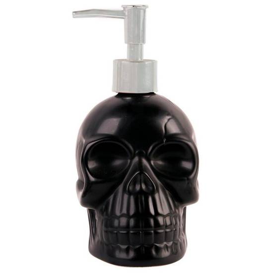 Matte Black Stone Skull Soap Dispenser, 3.5in x 6.9in