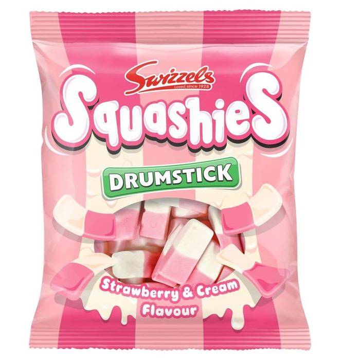 Swizzels Strawberry & Cream Flavour Squashies Drumstick 100g (407057)