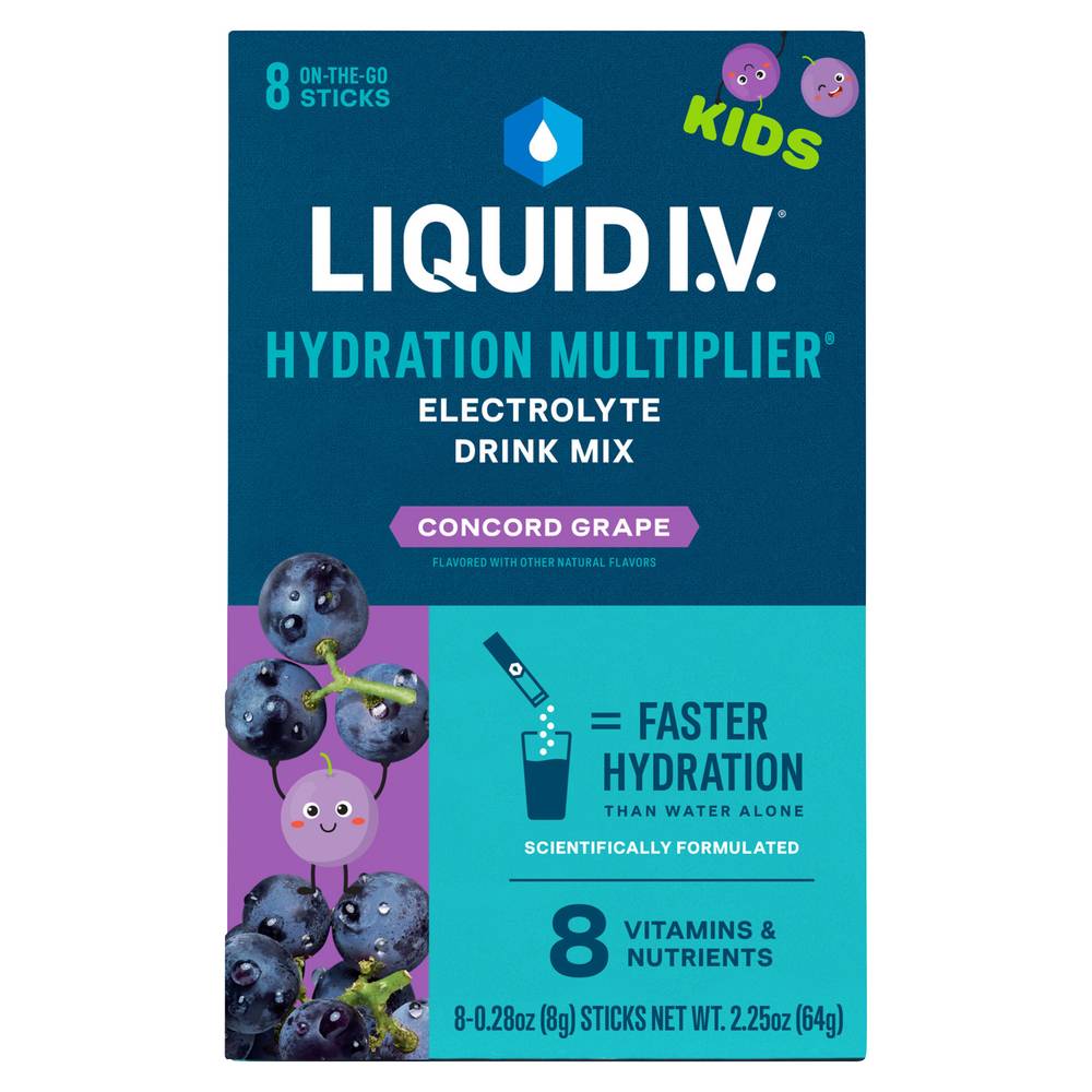 Liquid I.v. Hydration Multiplier For Kids Powder Drink Mix (2.25 oz,8 ct) (concord grape)