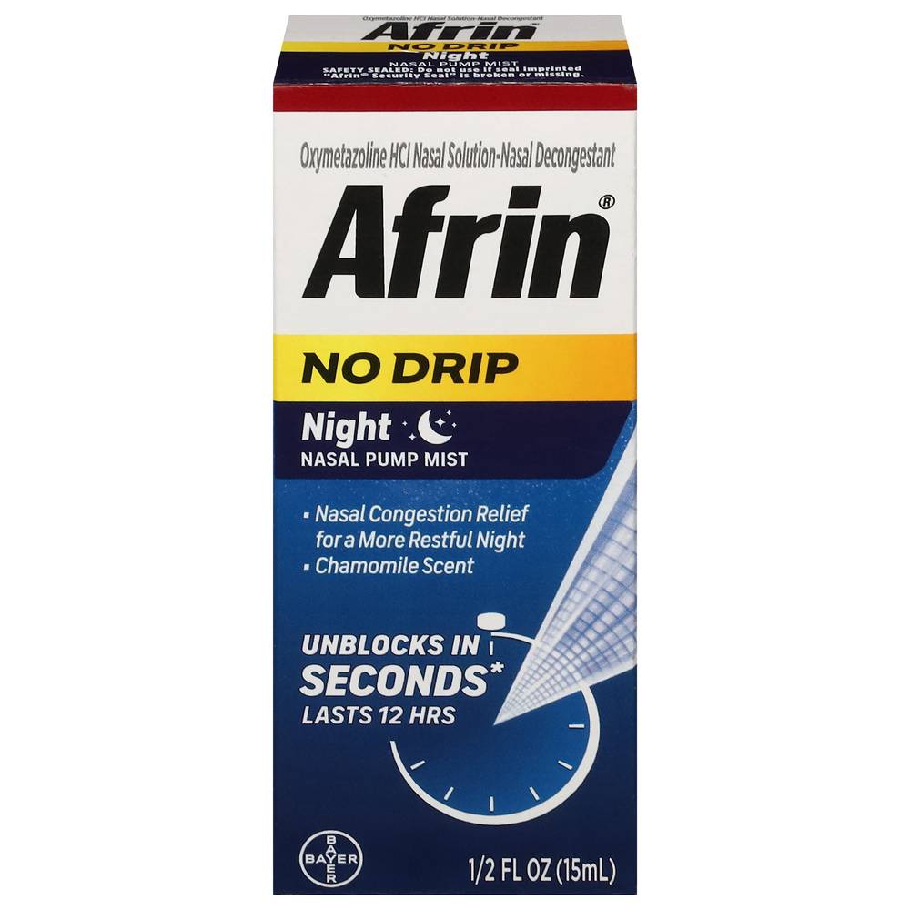 Afrin No Drip Pump Mist Night Soothing Chamomile Scent Nasal Decongestant Spray