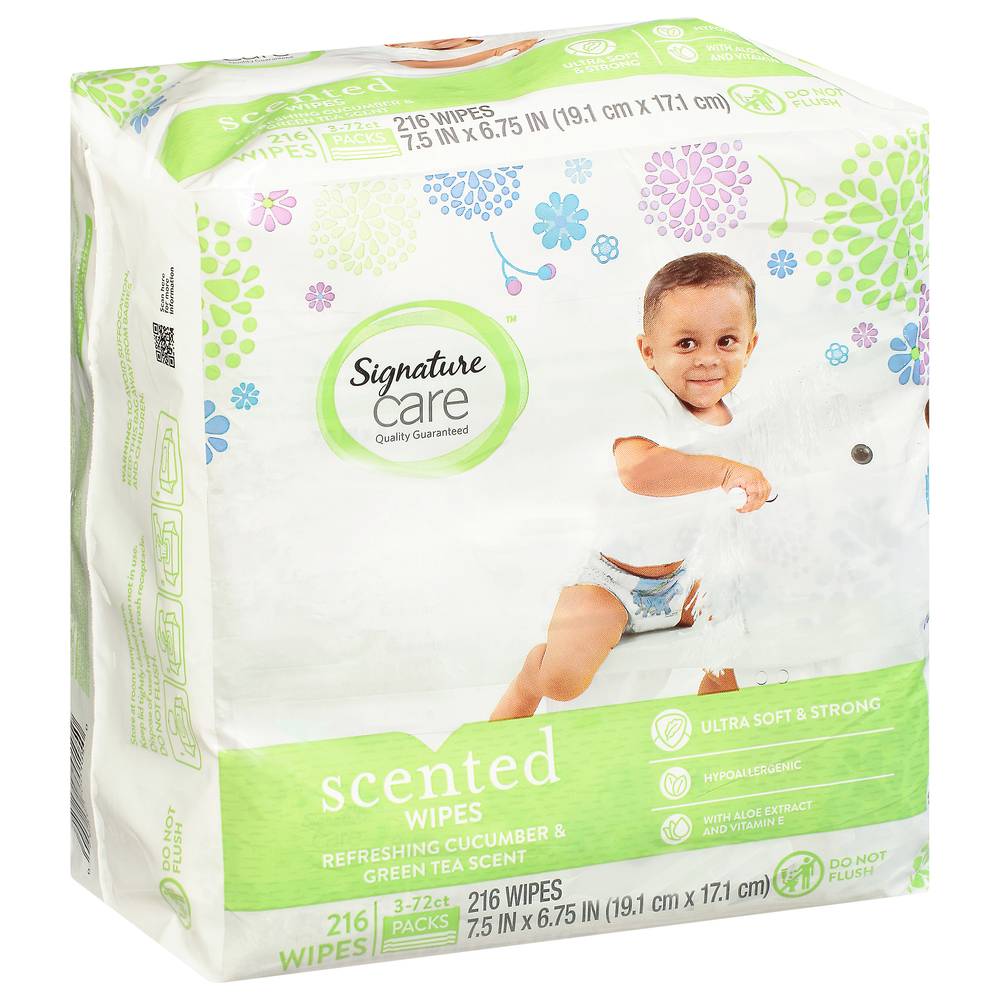 Signature Care Scented Wipes Cucumber & Green Tea (3 ct)