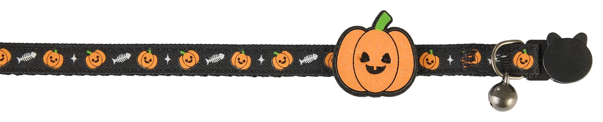 Thrills & Chills™ Halloween Pumpkin Kitten & Cat Collar (Color: Black, Size: Kitten)