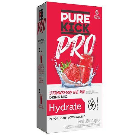 Pure Kick Hydration Drink Mix Strawberry Ice Pop - 0.24 oz x 6 pack