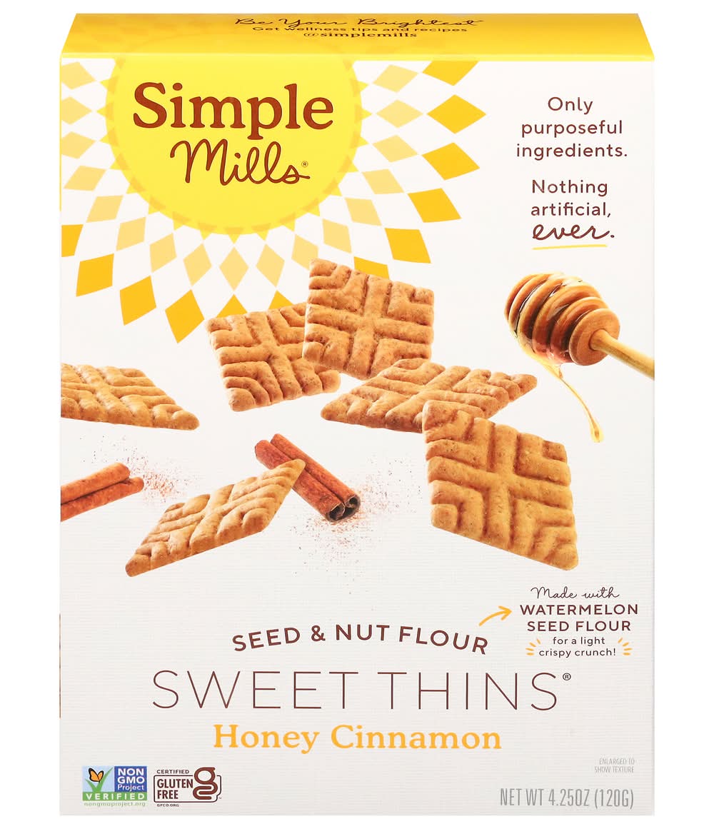 Simple Mills Seed & Nut Flour Sweet Thins Cookies, Honey-Cinnamon (4.25 oz)