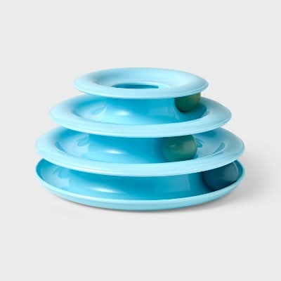 Boots & Barkley 3 Layer Trackball Interactive Cat Toy, Blue