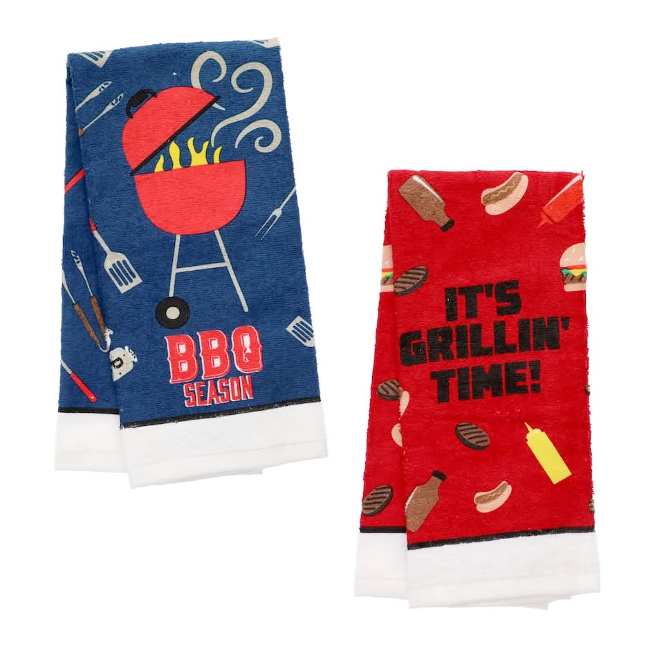 Home Collection Printed Polyester Grilling Towels, 15x25-in.
