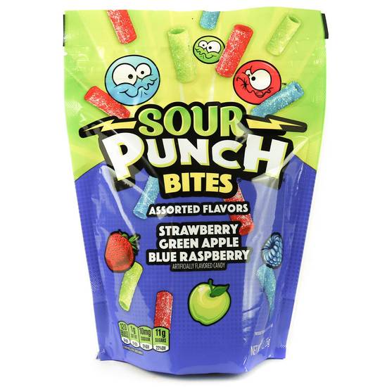 SOUR PUNCH Bites, Assorted Chewy Candy, Resealable 9oz