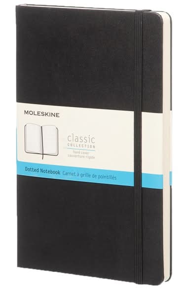 Moleskine Classic Hard Cover Notebook, 5" x 8-1/4", Dotted, 240 Pages, Black