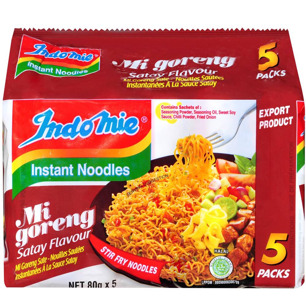 Indomie Fried Instant Noodles, Mi Goreng Satay (400g, 5 pack)