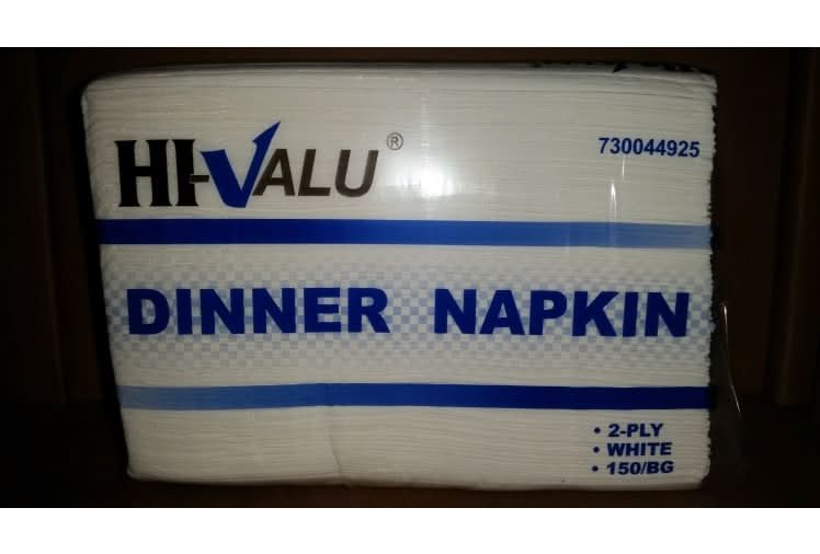 Hi-Valu Dinner Napkin Embossed, White (150 ct)