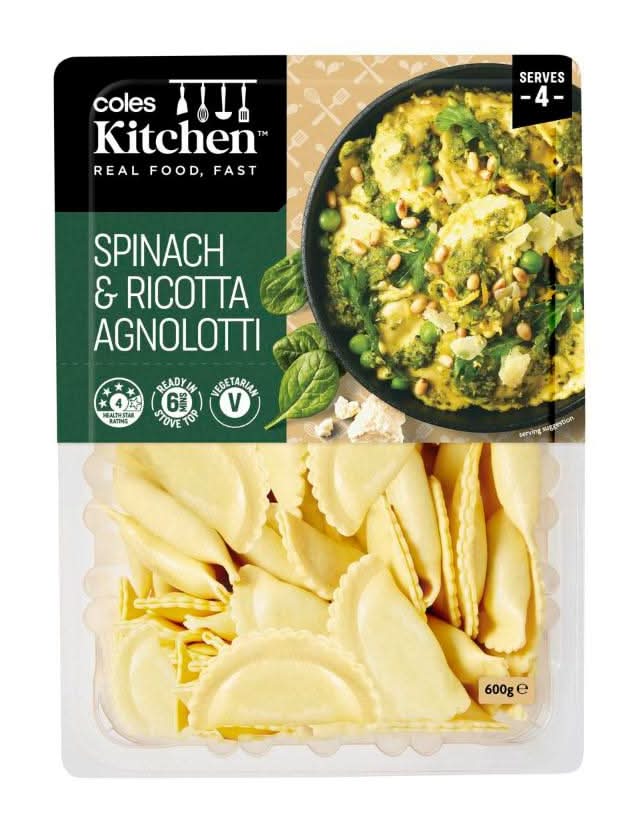 Coles Kitchen Agnolotti Pasta, Spinach & Ricotta (600g)