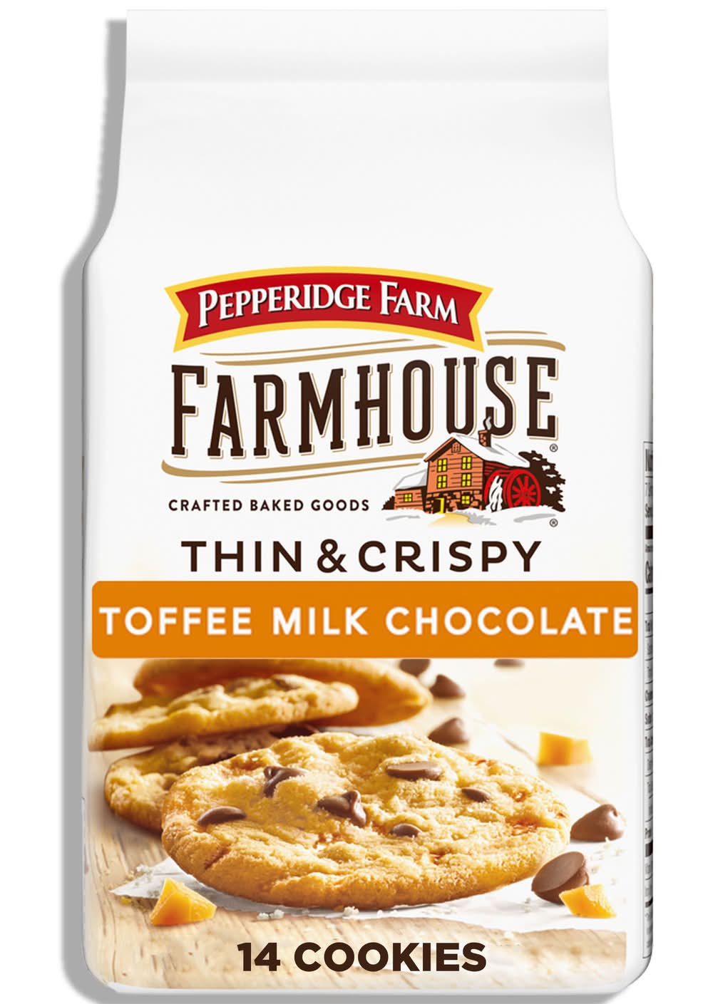 Pepperidge Farm Farmhouse Thin & Crispy Cookies, Toffee Milk Chocolate (6.9 oz, 14 ct)