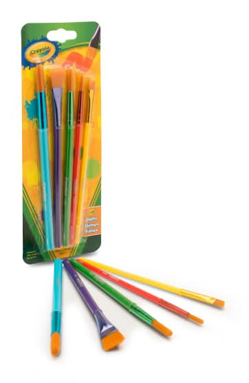 Crayola® Arts & Crafts Synthetic Brushes, Assorted, Pack Of 5