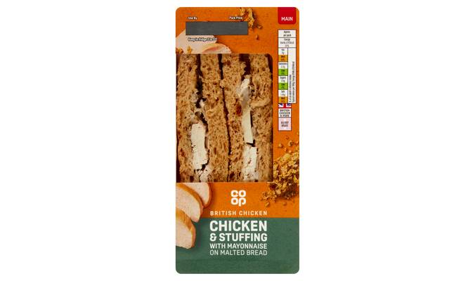 Co-op Chicken & Stuffing with Mayonnaise on Malted Bread