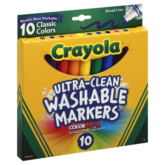 Crayola Broad Line Classic Ultra-Clean Washable Markers (10 ct)