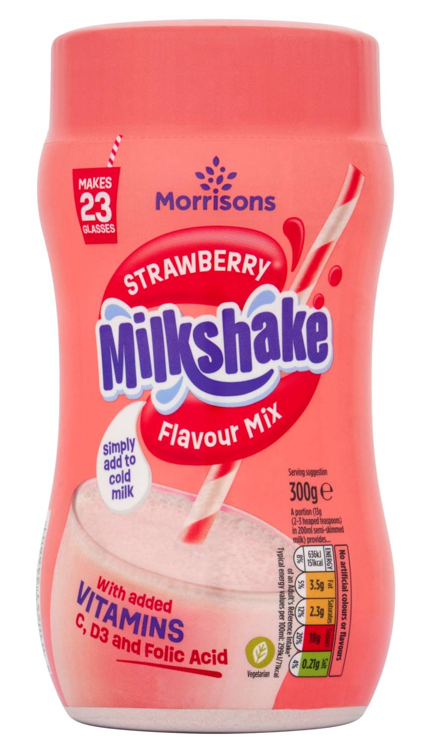 Morrisons Strawberry, Milkshake Mix (300g)