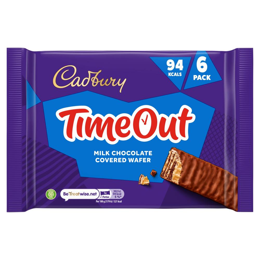 Cadbury Timeout Milk Chocolate Covered Wafer (6 pack)